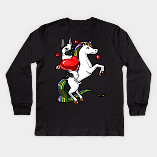 French Bulldog Riding Unicorn Kids Long Sleeve T-Shirt